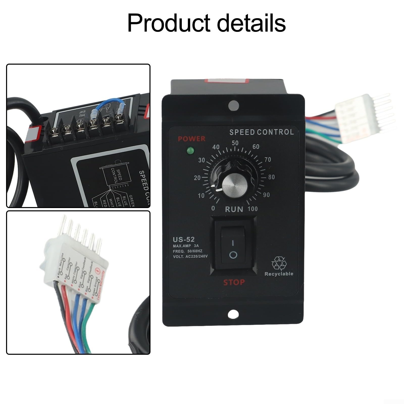 Regolatore di velocità 220 V, movimento in avanti/retromarcia regolabile, per regolatore di velocità del motore, potenza di picco 200 W