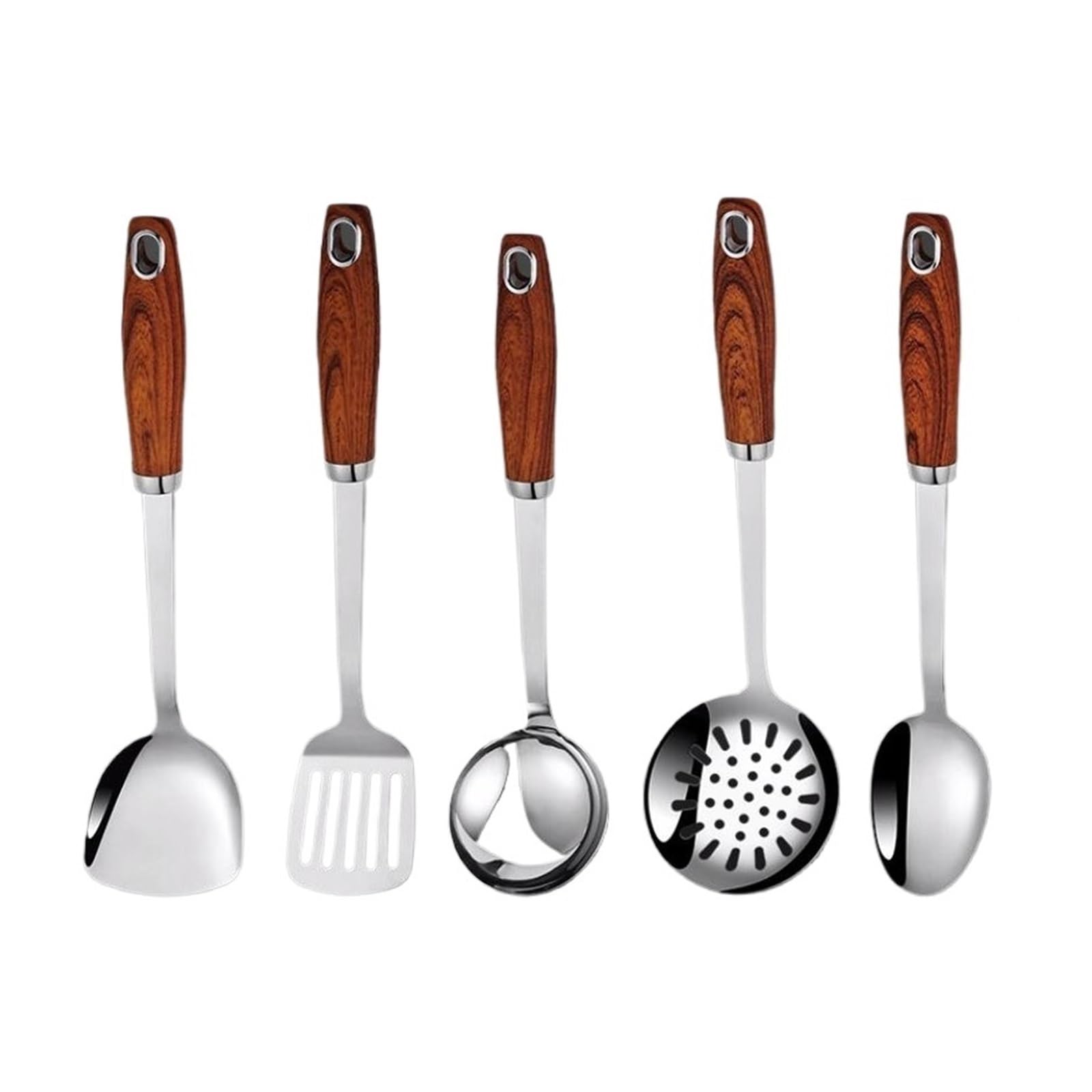MYUYEE Cooking Spatulas Spoons 5 Pieces Sets 304 Stainless Steel Cooking Utensils Draining Spoons