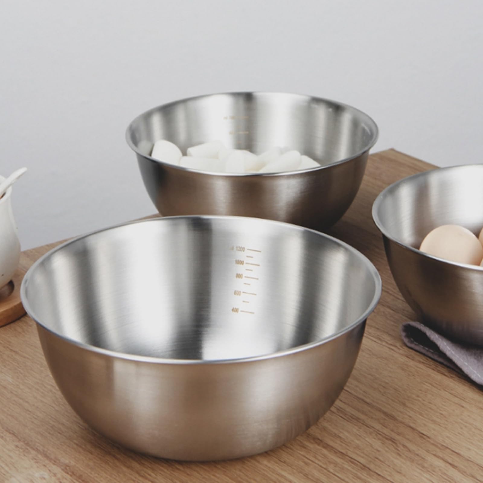6 ciotole in acciaio inox, 2100 ml, in acciaio inox, ciotola per insalata, diametro 22,5 cm, ciotola per insalata, ciotola in acciaio inox, piastra impilabile, per cucina, ristorante, cene di famiglia