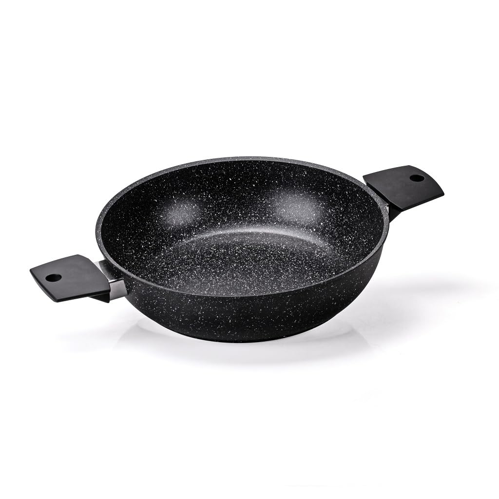 MONETA Set Pentole Induzione 8 Pezzi Magnolia Stone Black, Batteria Pentole Antiaderenti con Padelle 20 24 cm Tegame 28 cm Casseruole con Coperchi, Fondo Full Induction
