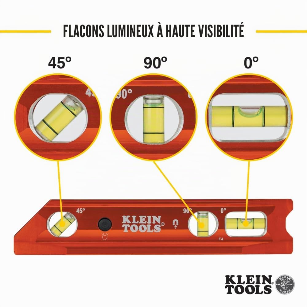 Klein Tools 935RBLT Niveau de billette avec LED, Rouge