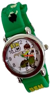 ساعة اطفال شخصيات كرتون ، اخضر، انالوج بعقارب