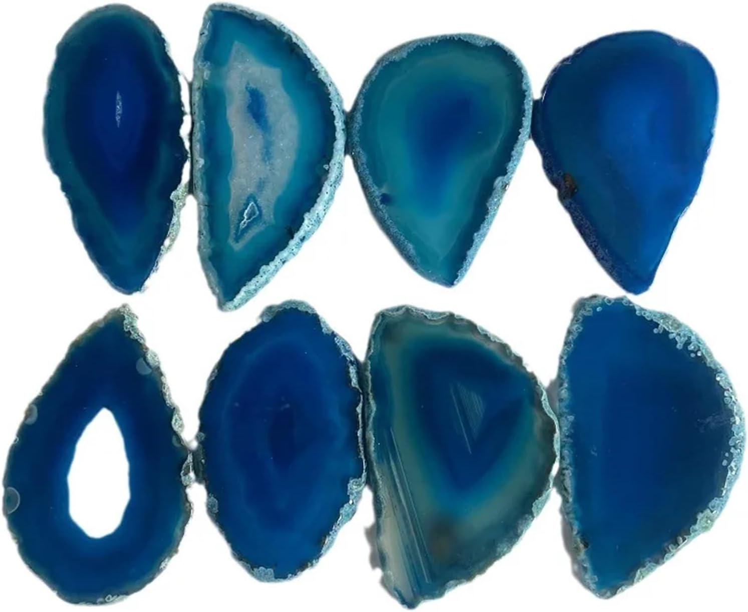 8pcs No Hole Natural Agate Geode Polished Irregular Crystal Slice Stone DIY Pendant Mineral Home Decoration Crystal Stone(Purple,50x80mm)