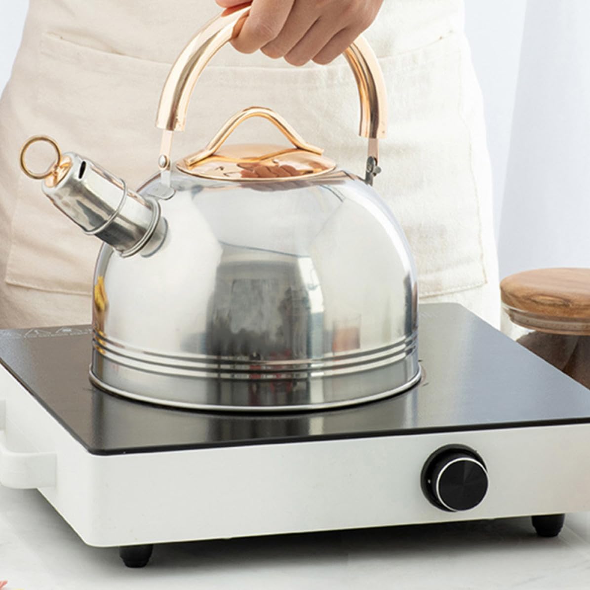BESTOYARD Tetera Silbante para Hervir Agua Capacidad Grande de Acero Inoxidable y Diseño Seguro y Utensilio de Cocina Duradero en Cocina Práctica
