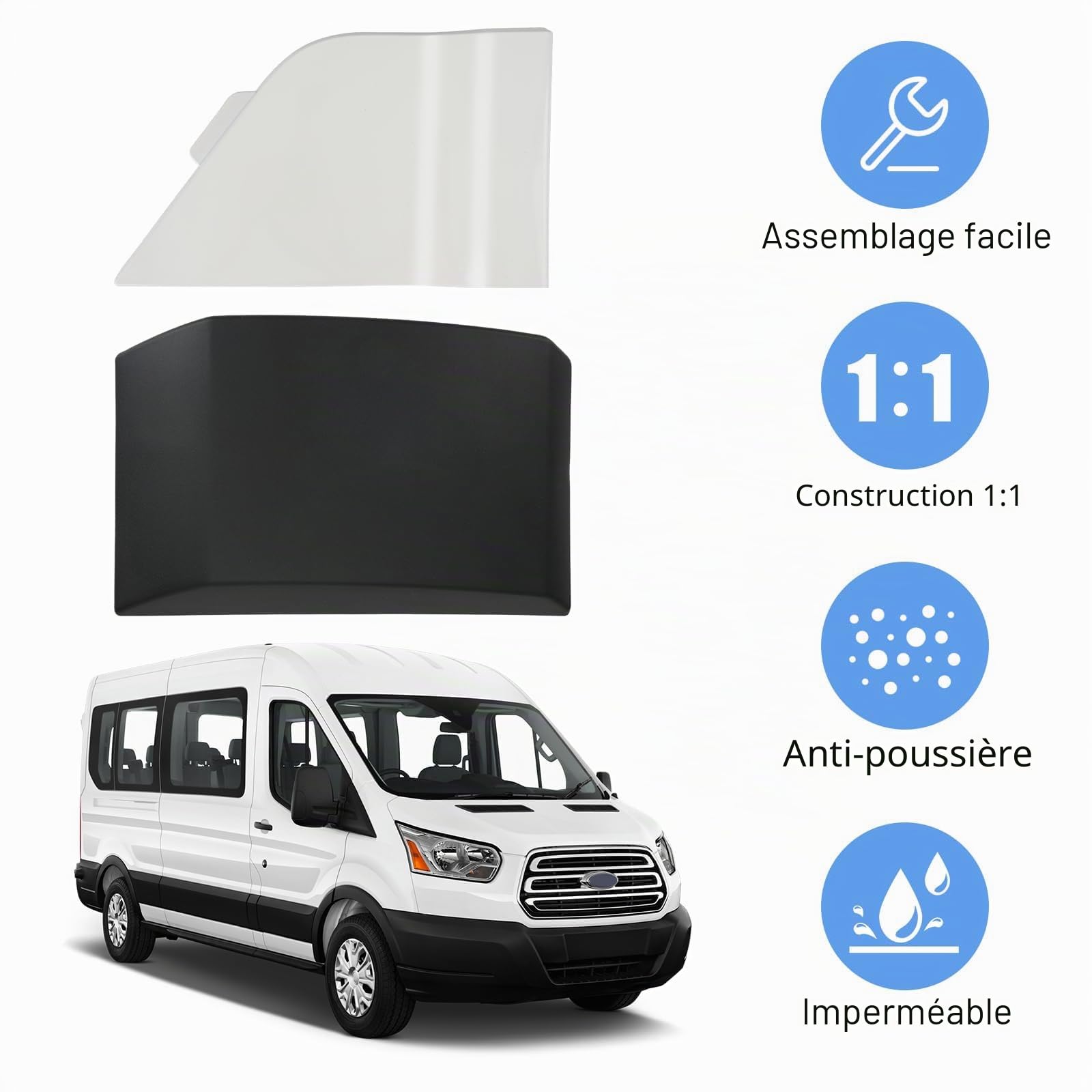Couvercle de trappe de réservoir de carburant blanc avec garniture moulée CK4Z-61405A26-B BK3Z-6129077-AA pour Ford Transit 150 250 350 2015-2019 (conduite à gauche uniquement)