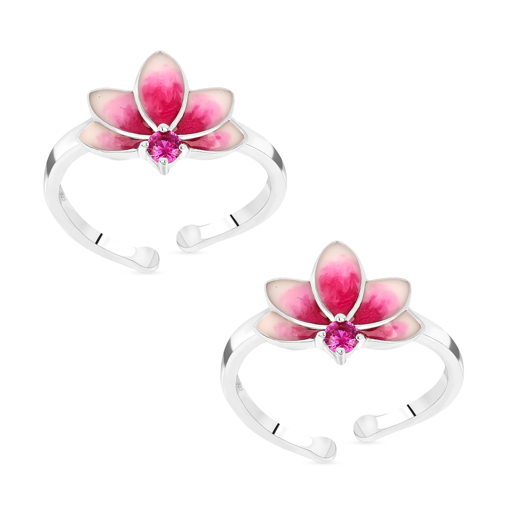 roovi ROOVI925 Silver Toe Rings for Women I Flower 92.5 Silver Adjustable Toe Rings I 925 Hallmark | 6 Month Warranty-picture-42
