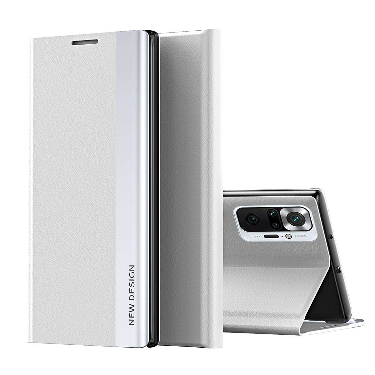 Custodia per Xiaomi Redmi Note 10 5G Smart Flip Cover con finestra laterale in TPU antiurto Argento