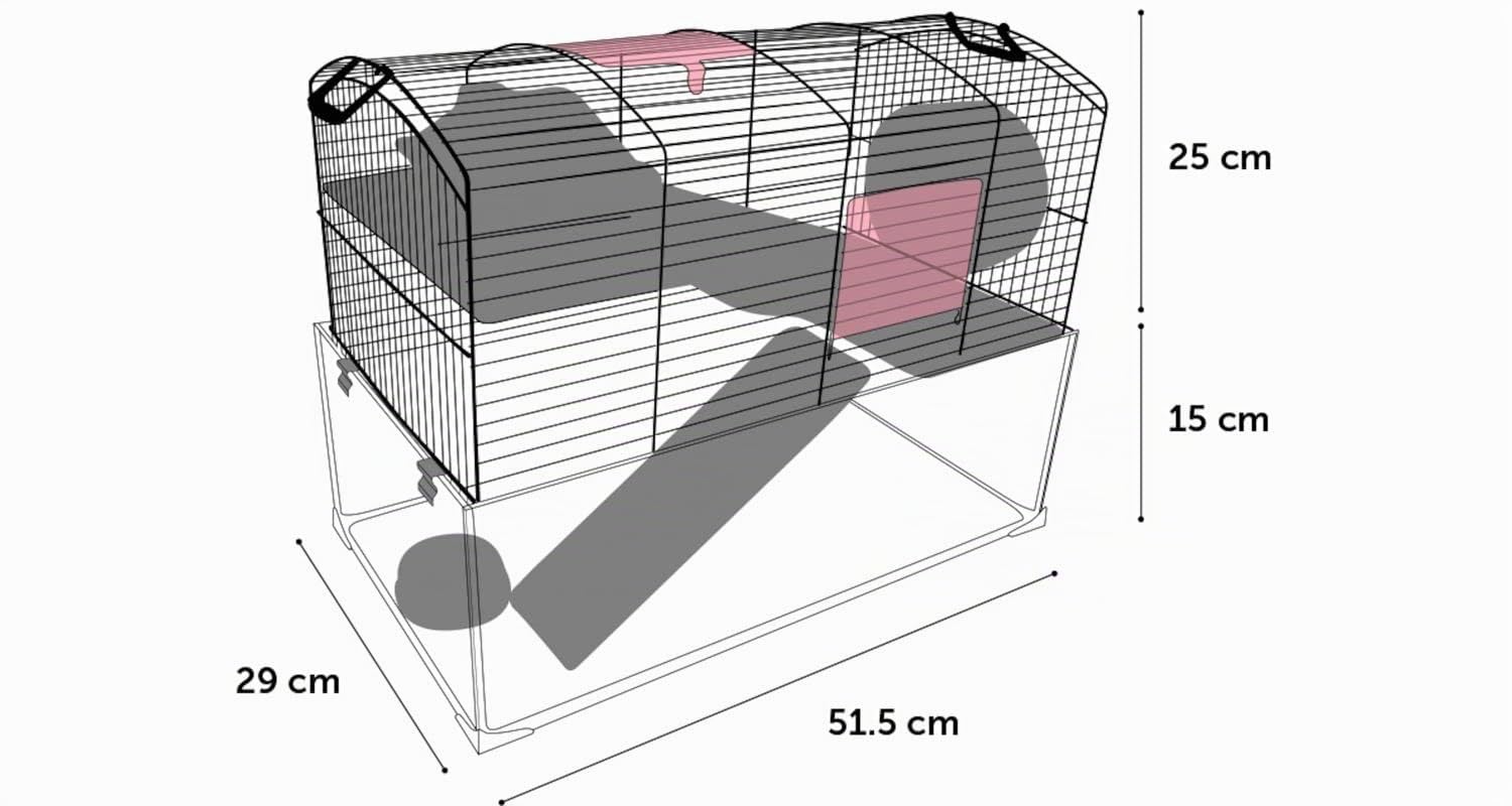 Flamingo Hamsterkäfig Vitru 1 – Schwarz, 51,5 × 29 × 40 cm | Stilvoll, Robust & Perfekt für kleine Nager!