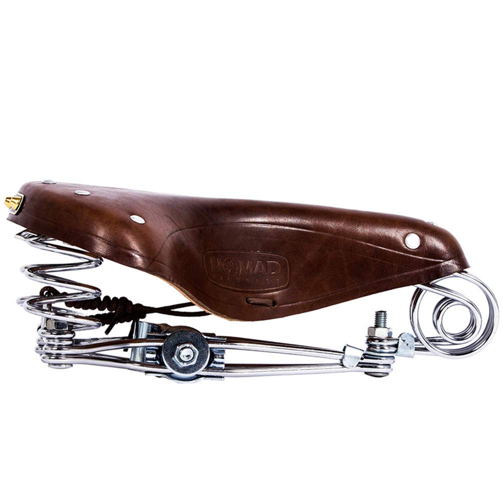 TentHome Vintage Classic Fahrradsattel Sattel Braun Fahrradsitz Fahrrad Ledersattel Schraubenfeder Nieten