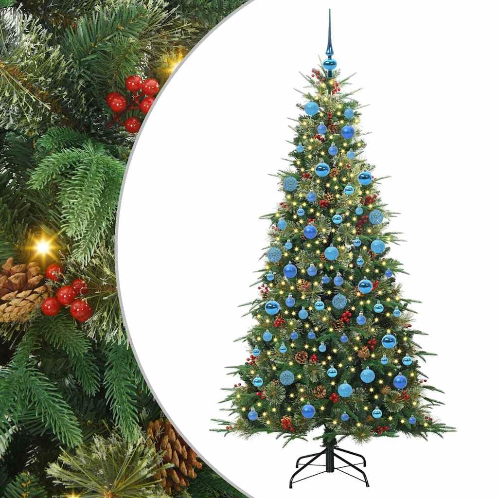 Sztuczna składana choinka zielona, 180 cm, PE i PCW, z 300 diodami LED o ciepłej białej barwie, do użytku wewnątrz i na zewnątrz, świąteczna dekoracja