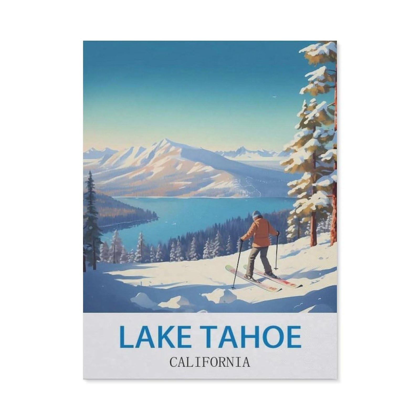 BEAYODKP 5D DIY Diamond Painting，Lake Tahoe California ， Ski（40 x 50 cm）