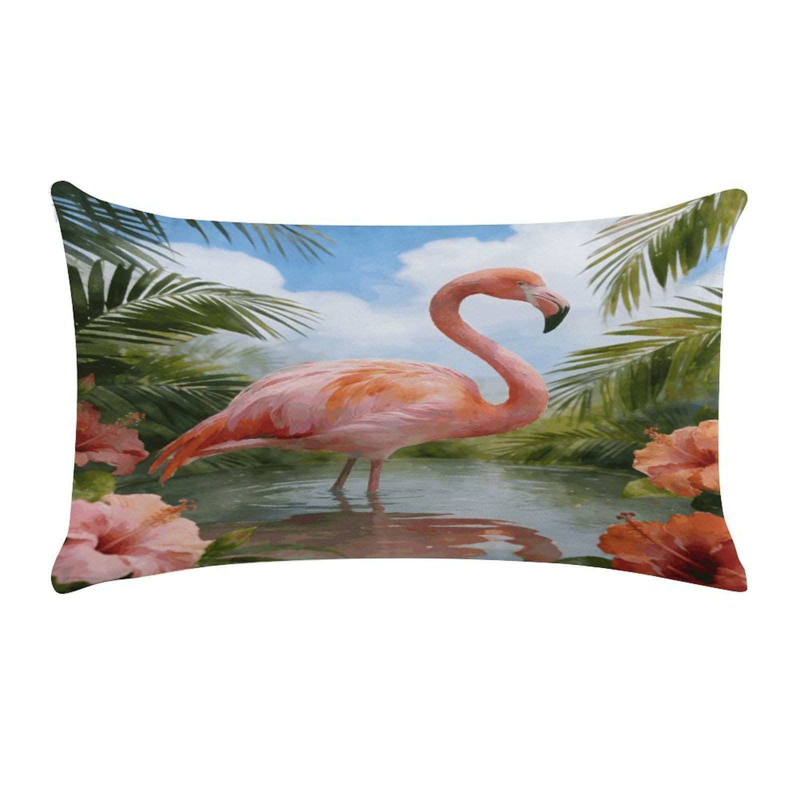 Fodpand Style Watercolor Tropical Flamingo Pillow Cases Set Of 1 Extra Soft Pillow Protectors With Hidden Zipper Perfect For Hotels, Guest Rooms,Bedroom 12X20 Inches Pillows Not Included
