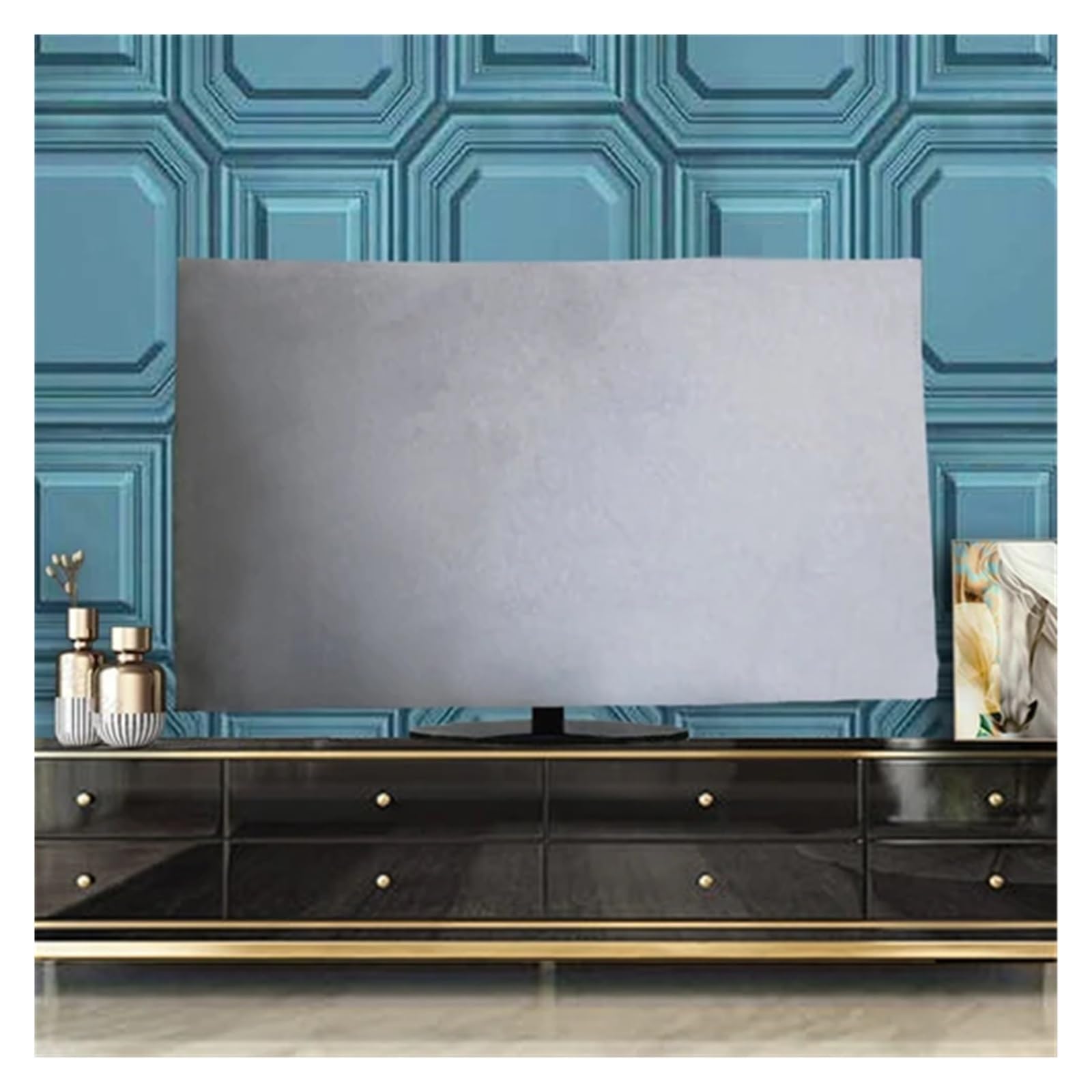 ZPFDSG Tv Cover Velvet Fabric TV Cover 43inches 55 Inches 65 Inches Hanging TV Cover Dust Cover Desktop (Color : Velvet silver ash, Size : 55 inches)