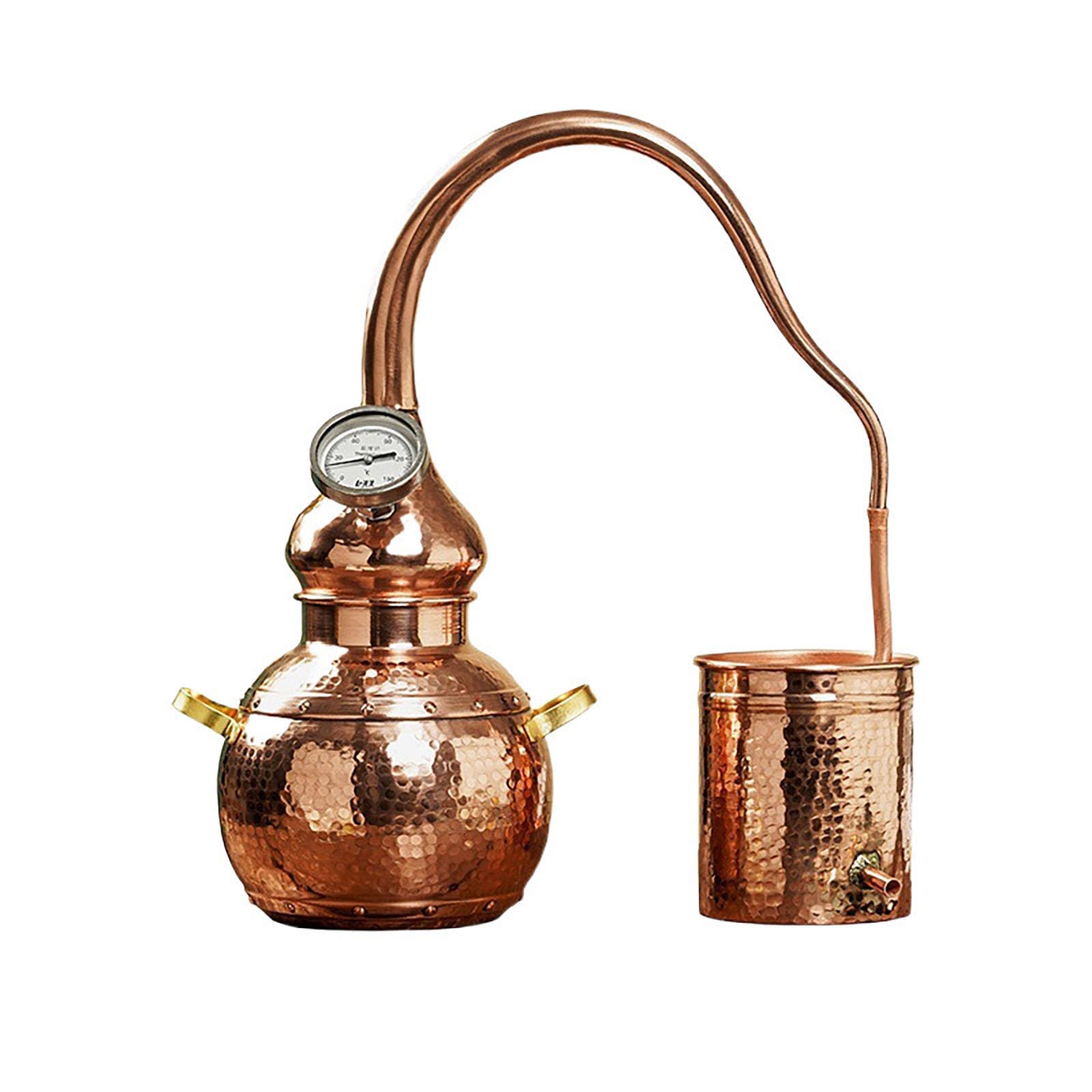 Czysty miedziany alembiczny zestaw Still Kit, ręcznie młotkowany destylator do Whiskey Moonsine Olejki eteryczne Hydrosols Oczyszczanie wody 3L Pojemność Home Brewing Craft Extracts Wydajny system kon