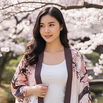 Women's Jacket, Japanese Style, Cherry Blossom Pattern, Fox, Costume, Loose Fit, Kimono, Summer Festivals, School Festivals, Festivals, Festivals, Cosplay, Events