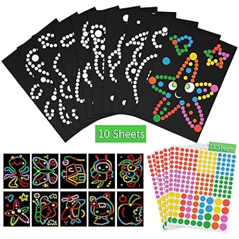 10 Sheets Dotty Sticker Art, Dotty Art Picture Decoration Stickers for Kids Arts and Crafts Cover
