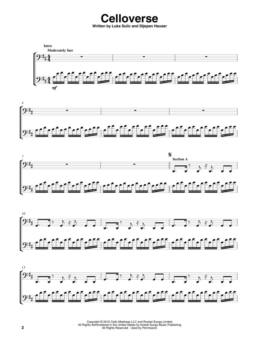 2Cellos - Sheet Music Collection. Libro + Parte(s): Selections from Celloverse, In2ition & Score