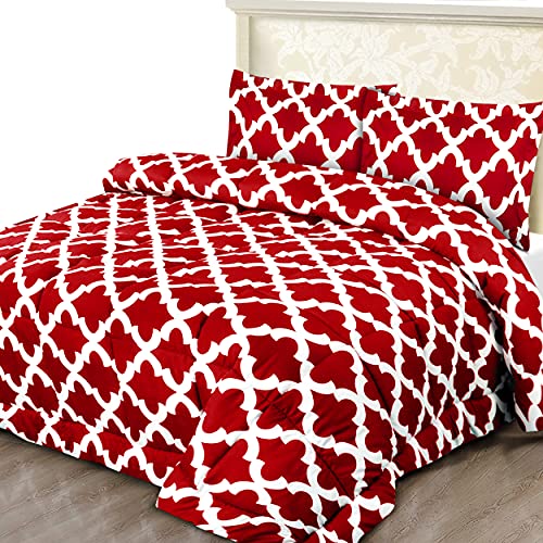 Utopia Bedding - Edredón Ligero de Microfibra con Fundas de Almohada (Rojo, 230 x 220 cm y 2 Fundas de Almohada de 50 x 75 cm)