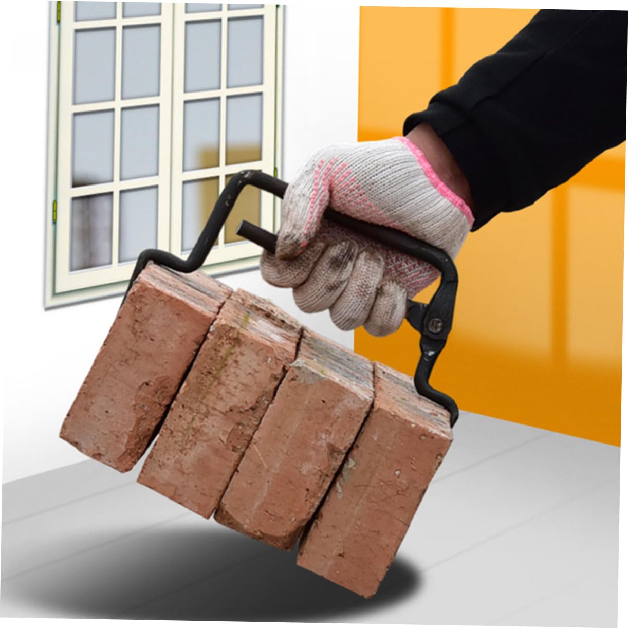 POPETPOP Pinza Multifunzionale per Sollevamento Mattoni in Acciaio Robusto da 16mm Design Integrato per Cantiere Edile e Trasporto Facile di 5 Mattoni