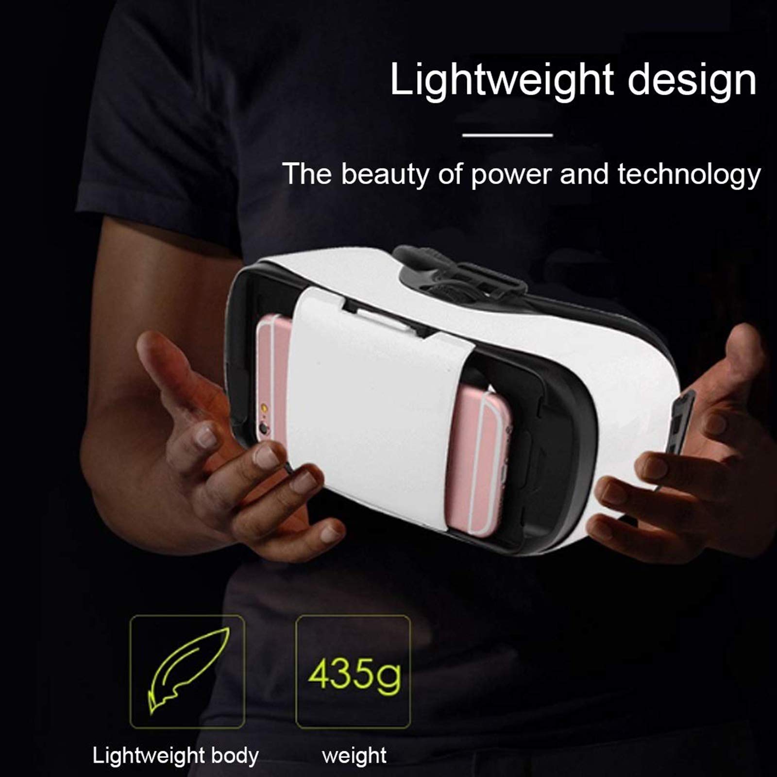 Visore VR Occhiali VR 3D, Cuffie per Realtà Virtuale VR con Lenti Regolabili, 3D Film Glasses Adatto per Smartphone 4,7-5,7 Pollici