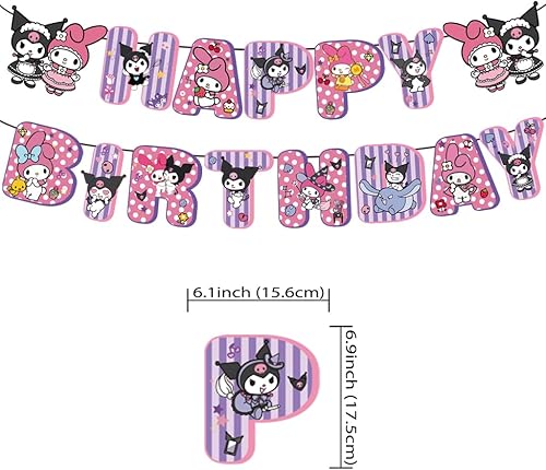 Miniatura 2 de Cartel de suministros de fiesta de cumpleaños Kawaii y 8 espirales colgantes para decoraciones de cumpleaños Kawaii, niños y niñas para decoraciones
