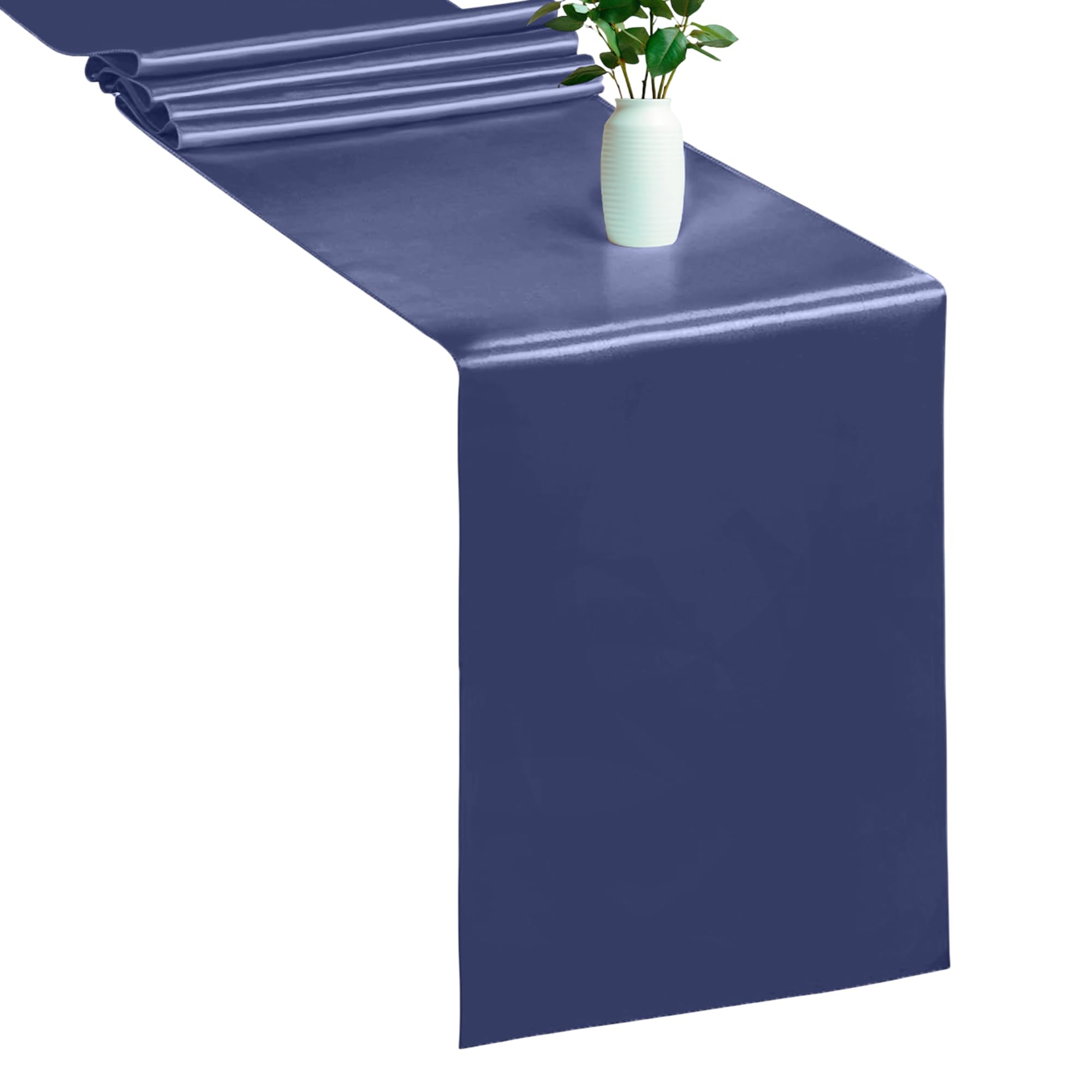 Event Decor Shop Camino de mesa azul marino para mesa de comedor de 11 x 108 pulgadas, camino de mesa de seda satinada, sin arrugas, elegante camino de mesa de satén para decoración de bodas, comedor