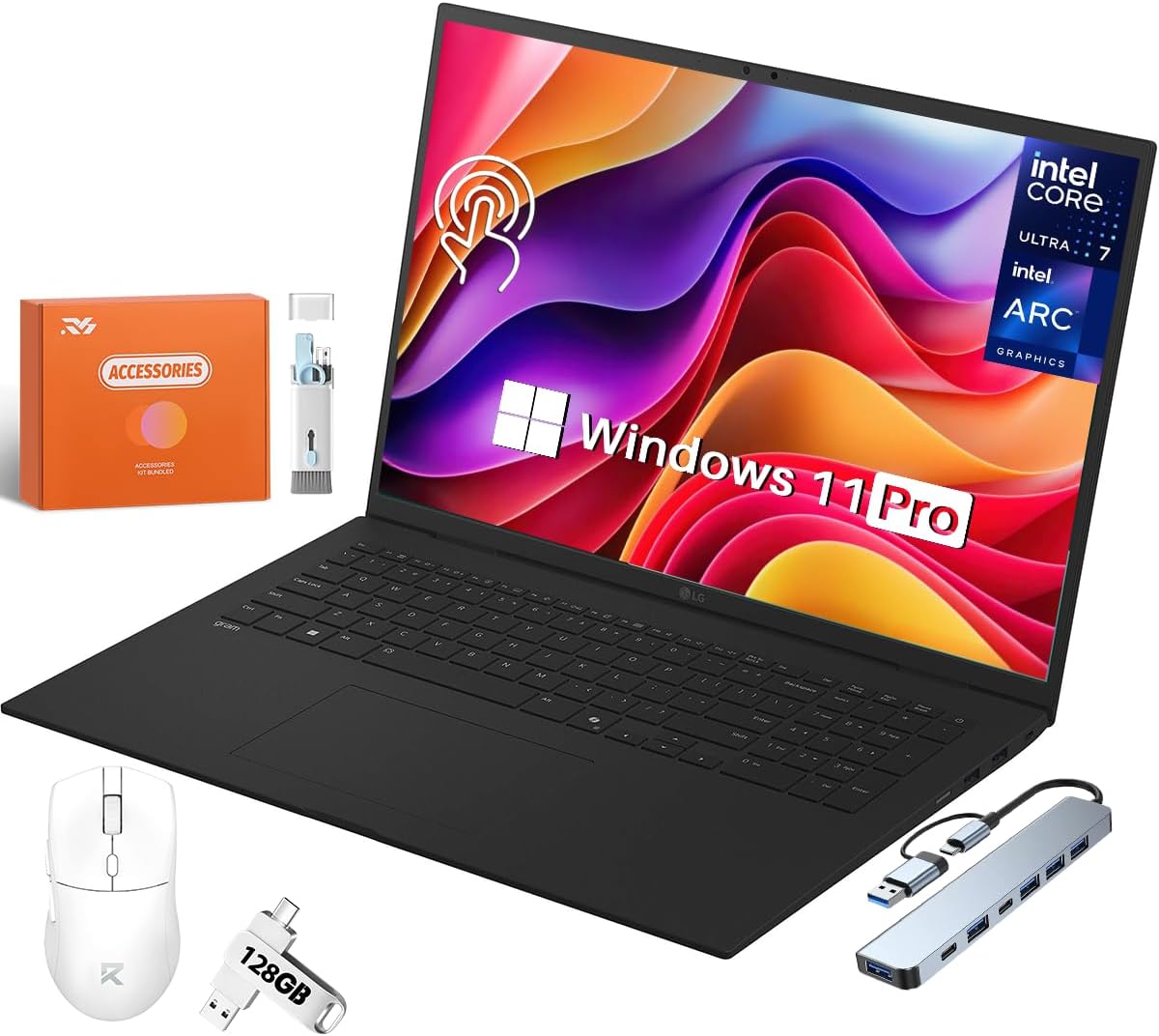 LG Gram 17 Touchscreen Laptop, Intel Ultra 7 258V(Up to 4.8 GHz), 32 GB LPDDR5X RAM, 1 TB SSD, 17″ 2.5K LCD IPS 320 nits, Intel Arc Graphics, Wi-Fi 7, Copilot Ai-Chat, Windows 11 Pro, w/Accessories
