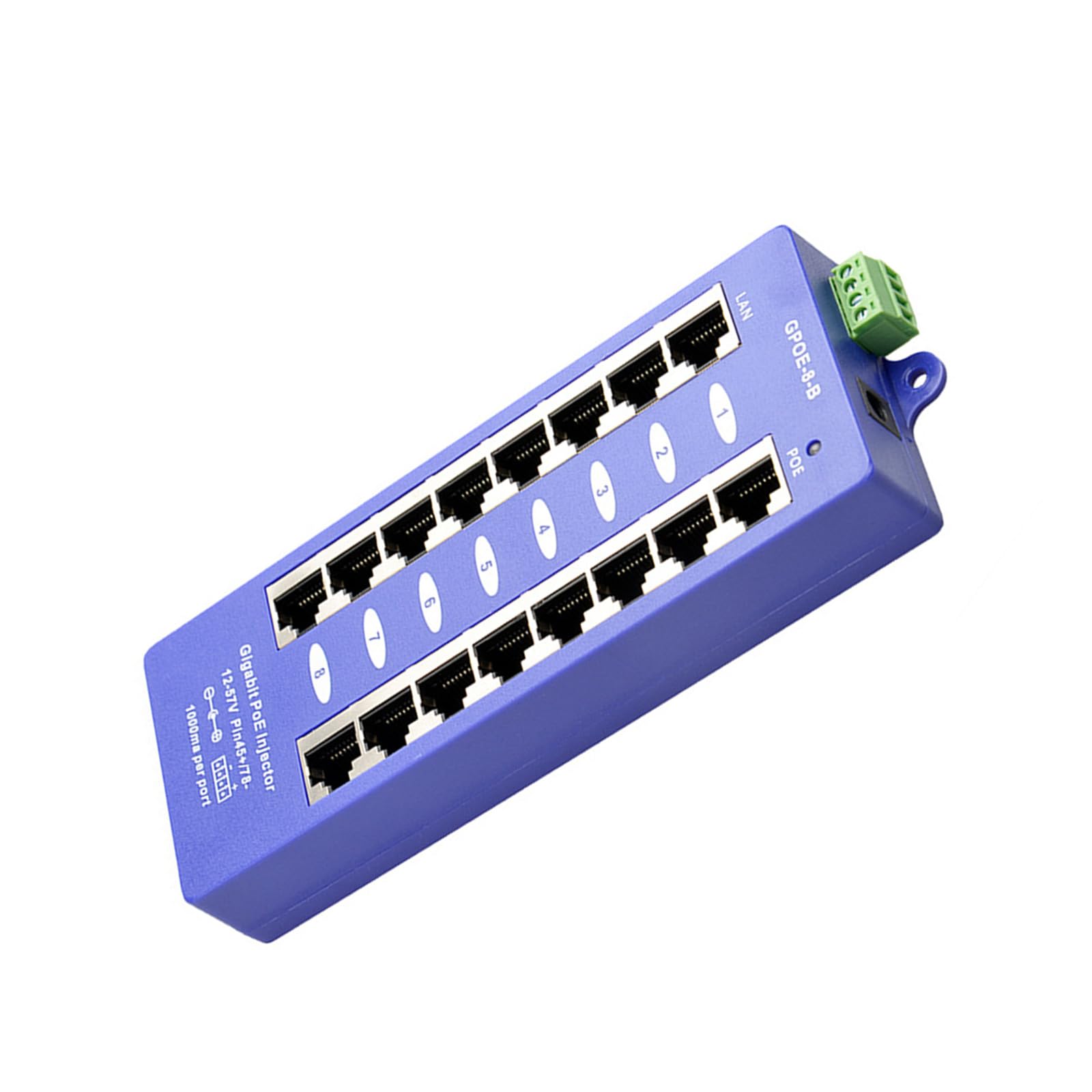 Iniettori Power Over Ethernet a 8 Porte salvaspazio, PVC | dispositivo salvaspazio supporta la trasmissione dei dati per i punti accesso delle fotocamere