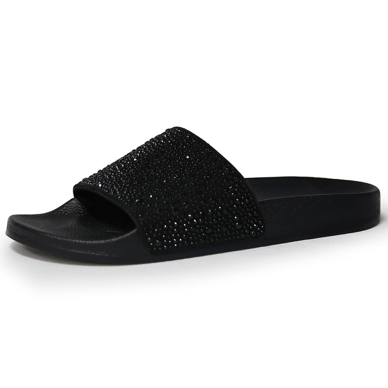 Diamond Slippers PU Bling Rhinestone Slides Flat Indoor Flip Flops Crystal Casual Beach Sandals