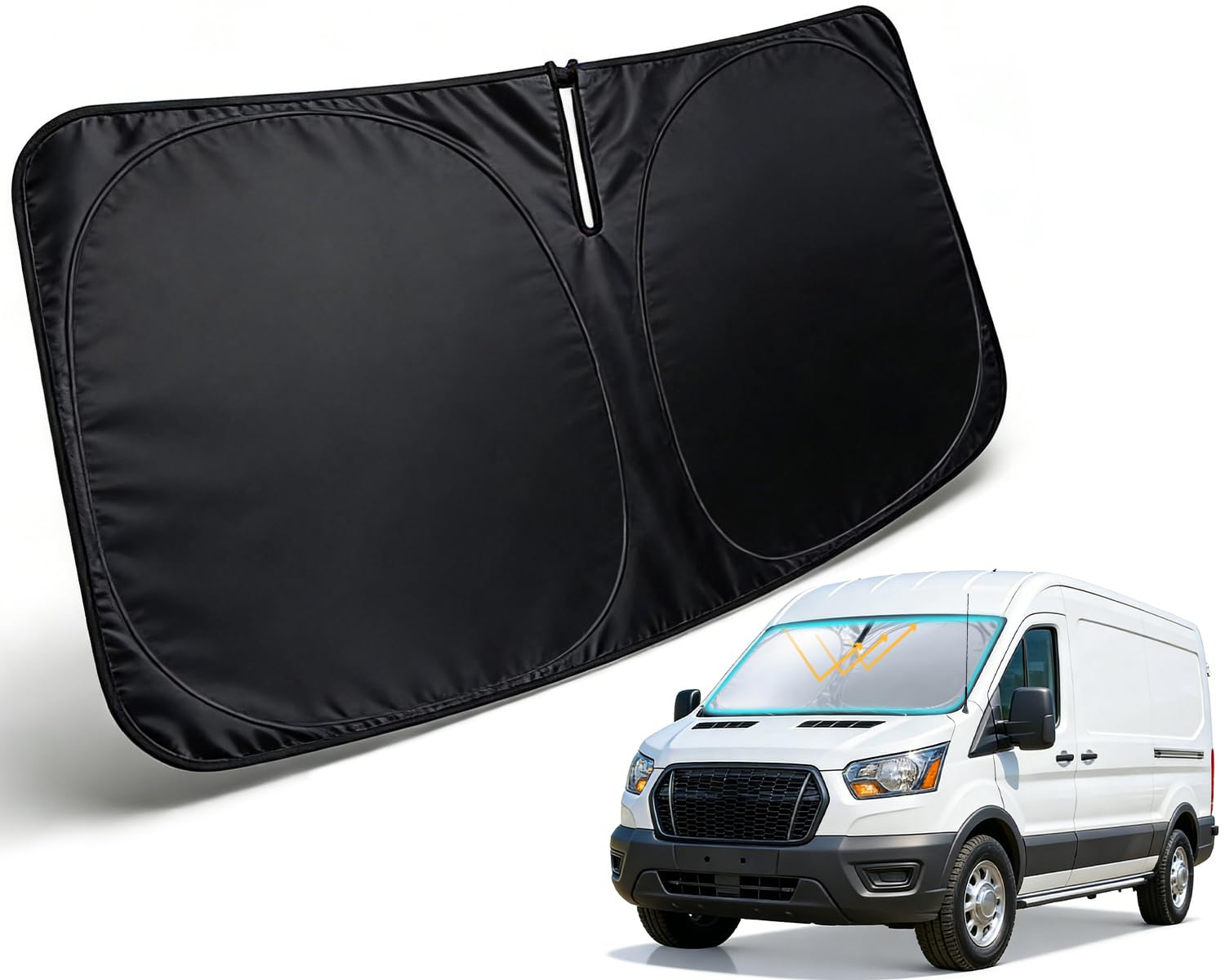 PAIMOHO フロントガラスサンシェード カスタムフィット Ford Transit 2021-2026年モデル用