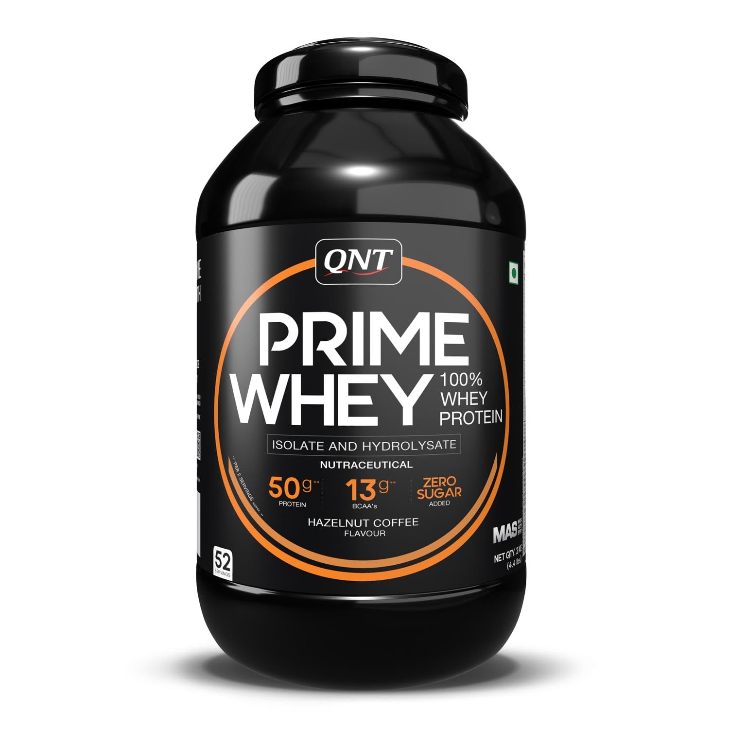 QNT Prime Whey Protein Powder – Hazelnut Coffee | 25g Protein Per Scoop | Whey Isolate, Concentrate & Hydrolysate Blend | 52 Servings | Muscle Growth, Recovery & Strength | 2kg