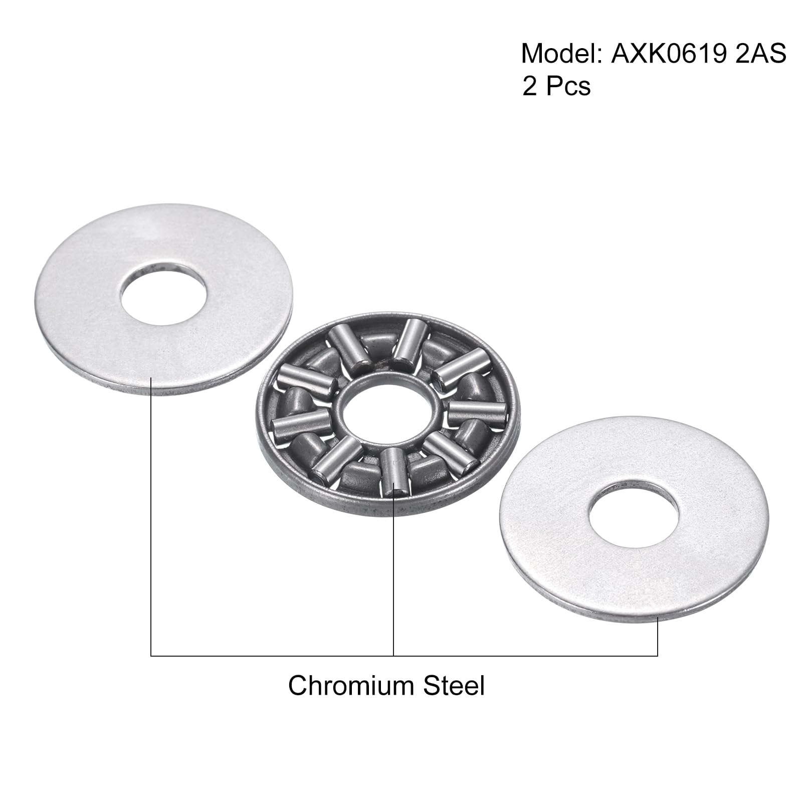 Produktbild von QUARKZMAN 2 Stück AXK1730 2AS Axial-Nadellager – 17x30x4mm, Chromstahl – Für Rasenmäher & Servolenkung