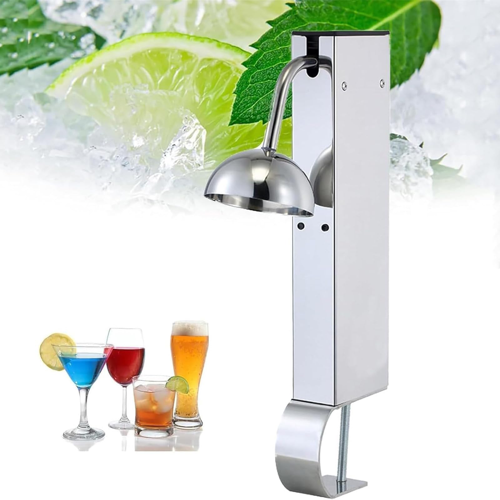 Refrigeratore Istantaneo per Bevande in Acciaio Inox, Mini CO2 Vetro Congelatore, Congelamento Rapido -25°C, Acciaio Inossidabile, per Cocktail, Birra, Bevande Miste, Vino