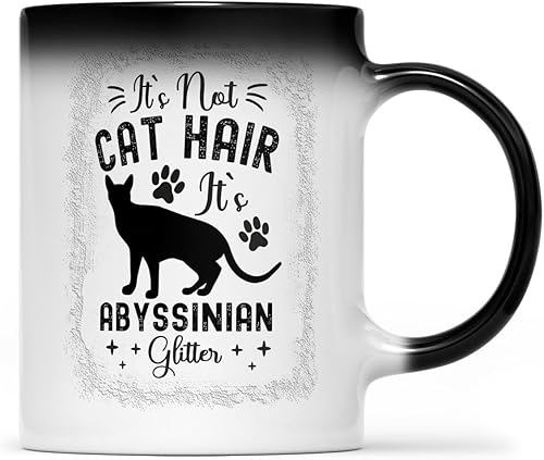 It's Not Cat Hair Its Abyssinian Glitter Heat Changing Color Mug for Abyssinian Cat Lover Kitten Funny Gifts Idea Magic Merch for Coffee Tea - 010