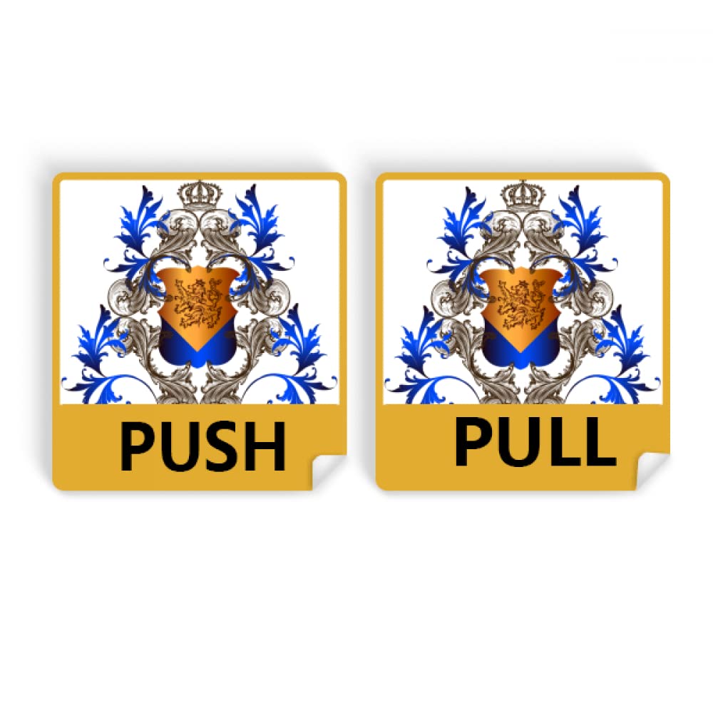no/no medieval knights of eu crown emblem shield Push Pull Door Sign Vinyl Stickers Shop