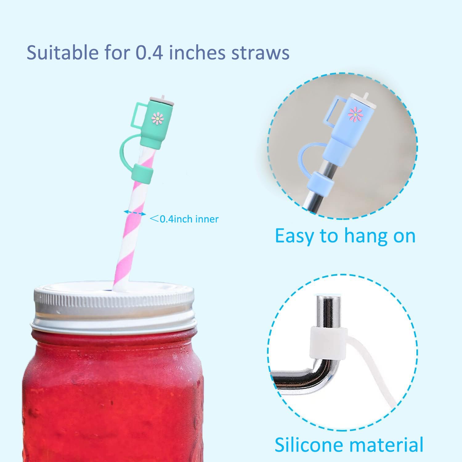 6 Wiederverwendbare Silikon-Trinkhalme Mit Etui – Faltbar, 30,5 Cm, Für Stanley 1,2 L & 850 Ml, Inkl. Bürste