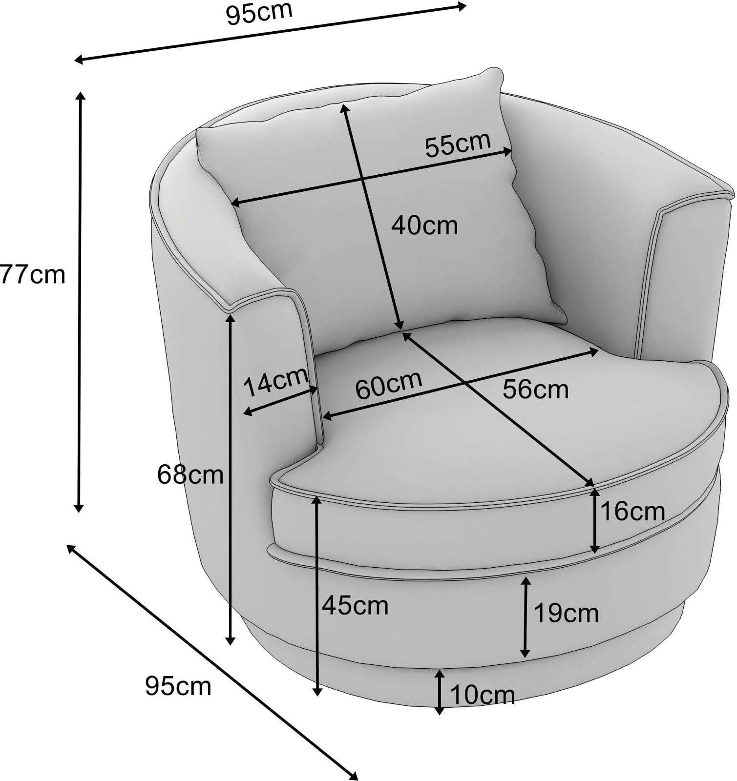 Sessel in beige/wollweiß Mega-Cord Drehsessel 360° drehbar inklusive Kissen Comfy (Wollweiß)