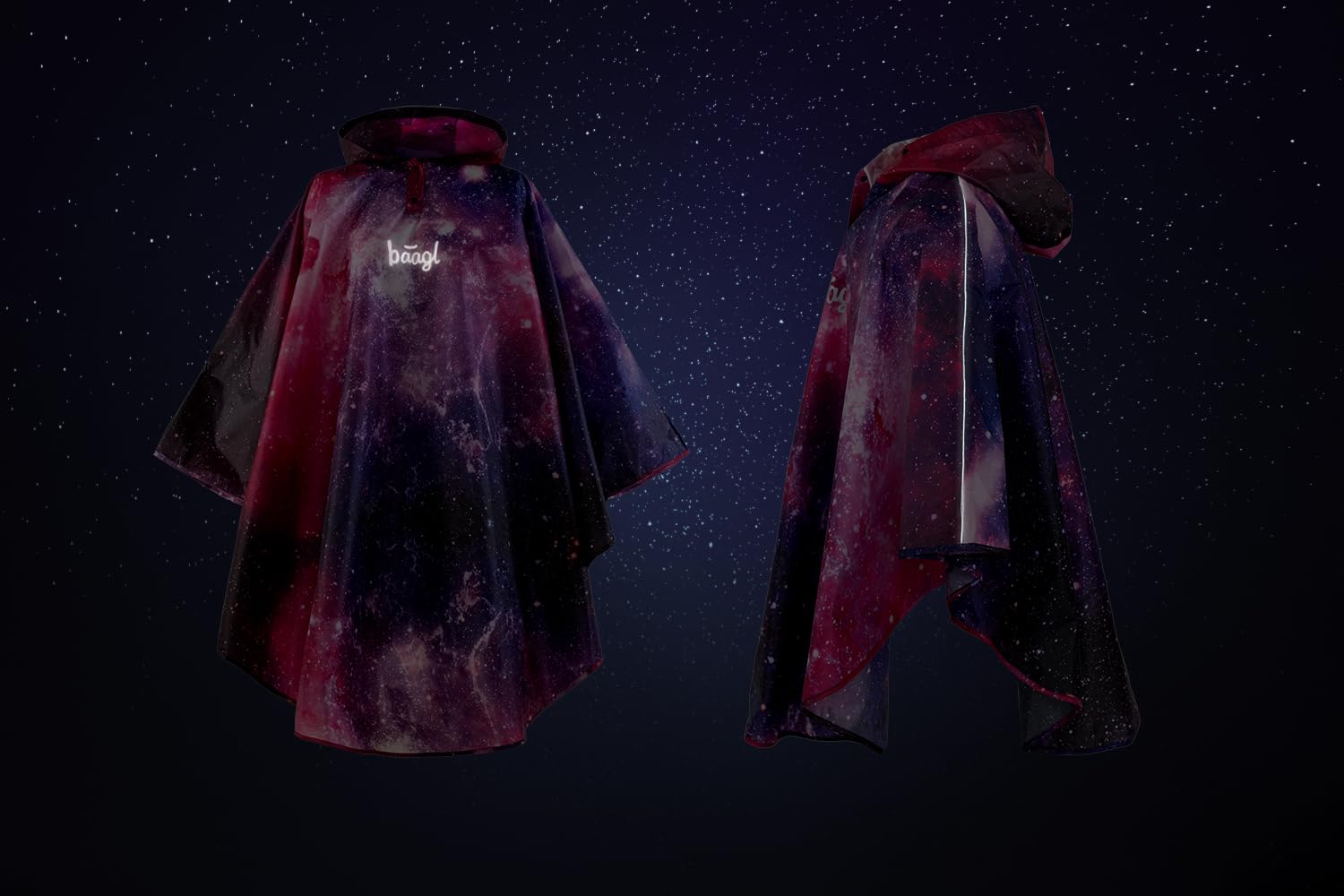 Baagl Poncho antipioggia per bambini – Cappellino impermeabile con cappuccio & elementi riflettenti – Impermeabile per ragazzi e ragazze – Ideale anche per biciclette e attività all'aperto