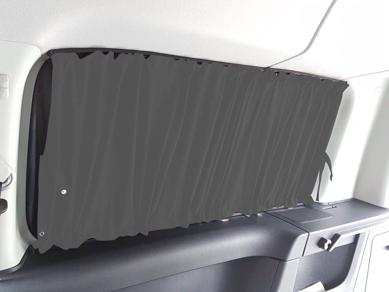 BREMER SITZBEZÜGE Maß Gardinen Vorhänge Sonnenschutz kompatibel mit VW Caddy 3 & 4 Kurz Maxi mit Heckklappe 2003-2020 in Grau Camping Zubehör Wohnmobil Zubehör Camper Gardinen Set 722