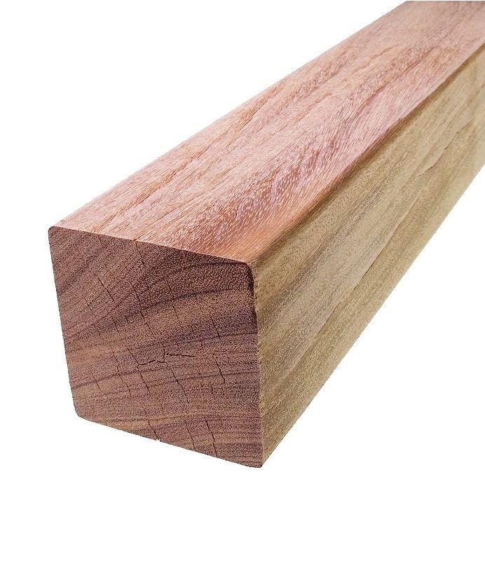 Viga de madera dura, poste, madera de construcción, madera de resistencia clase 1, 90 x 90 mm, 1 metro de largo, Itauba, fuerte y duradero