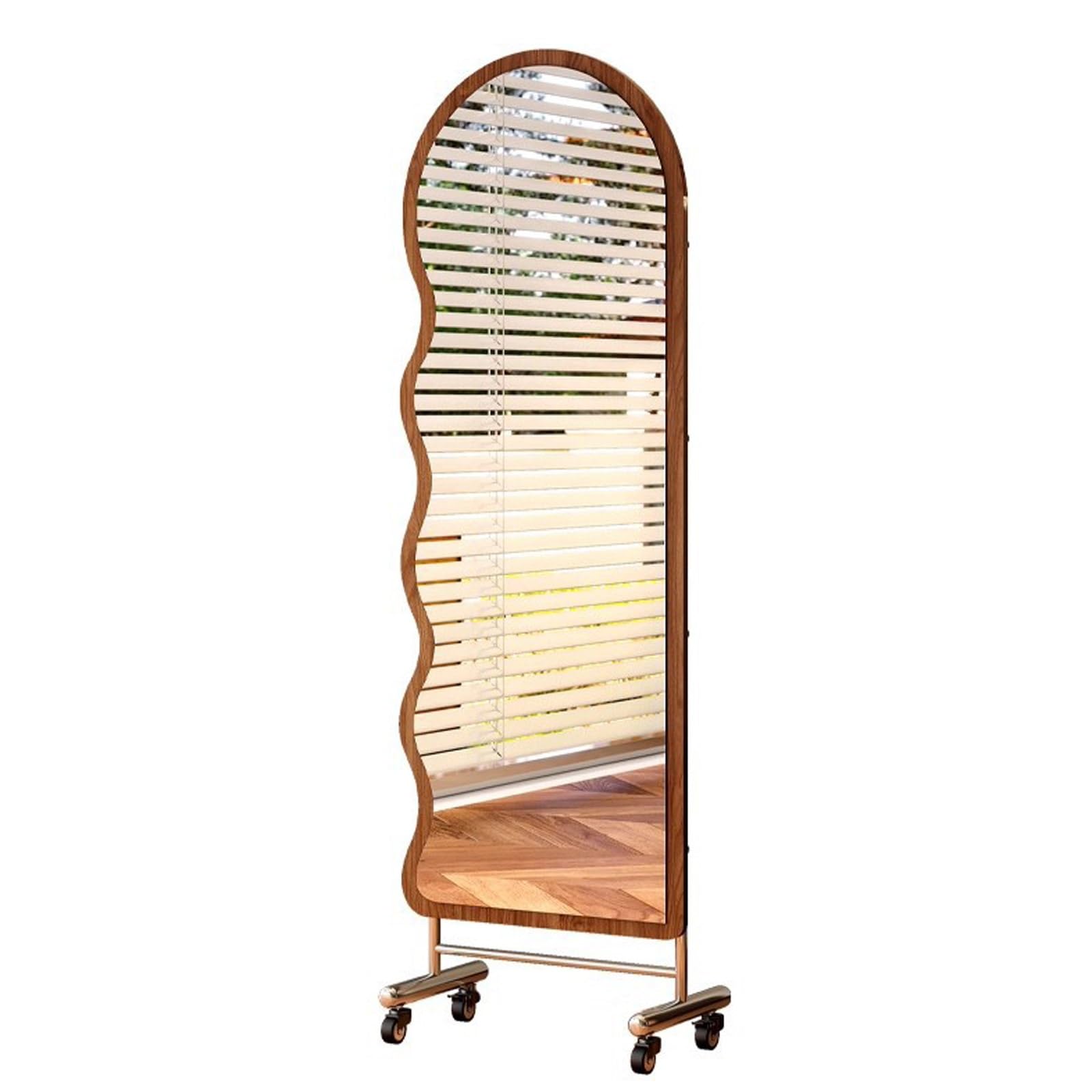 FGXHHS Mirror Vanity Full Lengths with Ornate Frame for Restroom Entryway Hallway Bathroom(Walnut,170x50 cm)