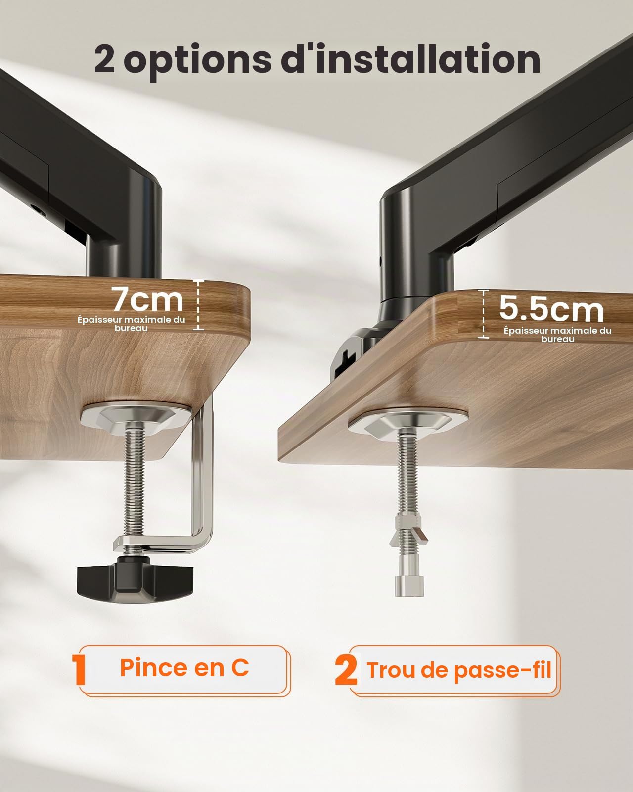 ErGear Support Ecran PC VESA 75x100 13-34 Pouces Rotation 360° Réglable Hauteur 10 KG Noir Gaming