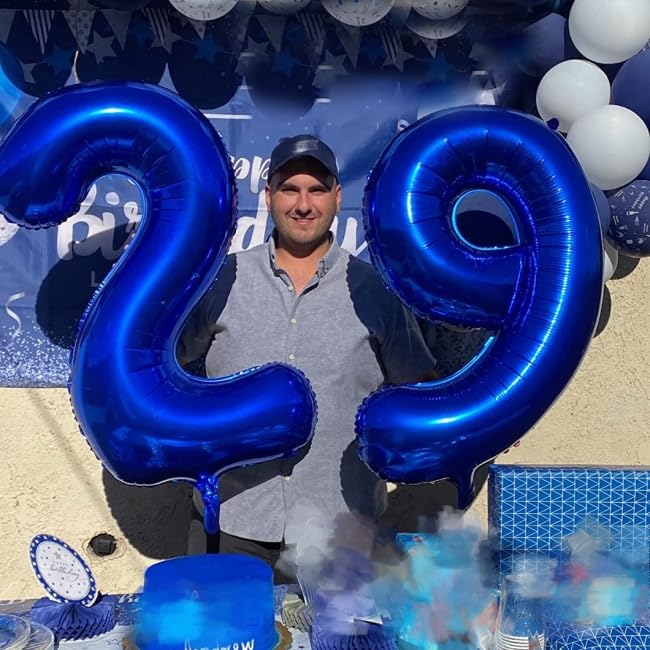 Image of 2 Balloon 40 inch Navy Blue Number Balloons for 2nd Birthday Decoration | Saturated Color, Large 40 in, With Inflation Straw & Hanging Hole, Great for Men's Party, Back-To-School Season, Pool Party