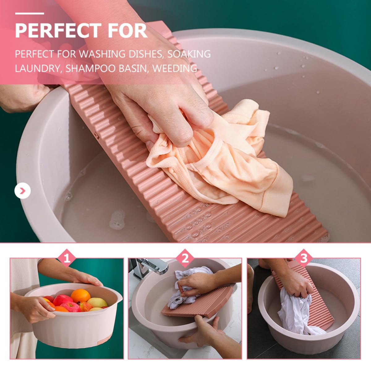 UPKOCH Lavabo per Ragazzo Ragazza Grande in Plastica Spessa Rosa ASSE per Lavare i Panni, Vaschetta Multiuso per Dormitori, Cucina e Campeggio, Lavaggio a Mano di Biancheria e Accessori