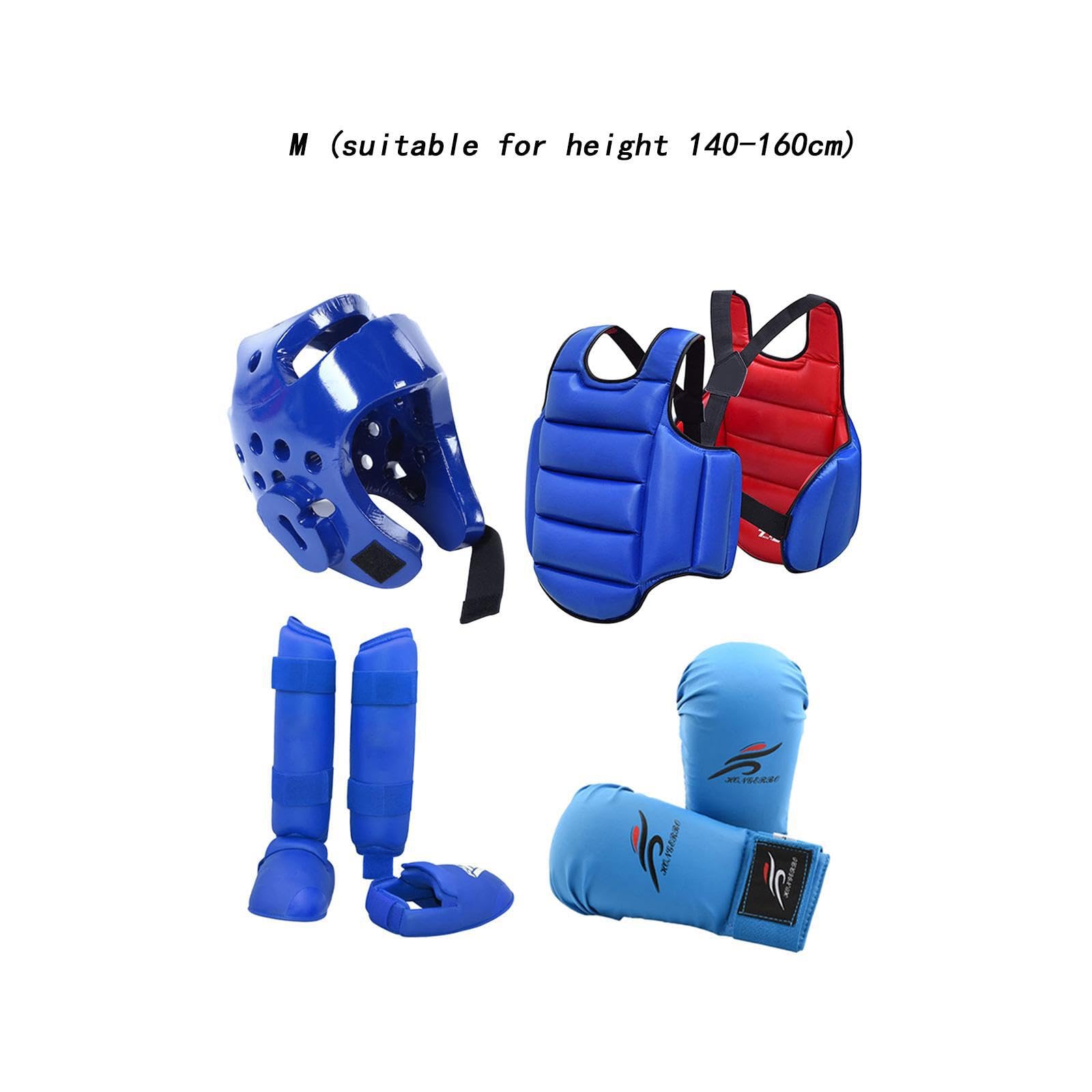 Karate Sparring Set Casco Boxeo Guantes Espinilleras Protector Corporal Entrenamiento Competición