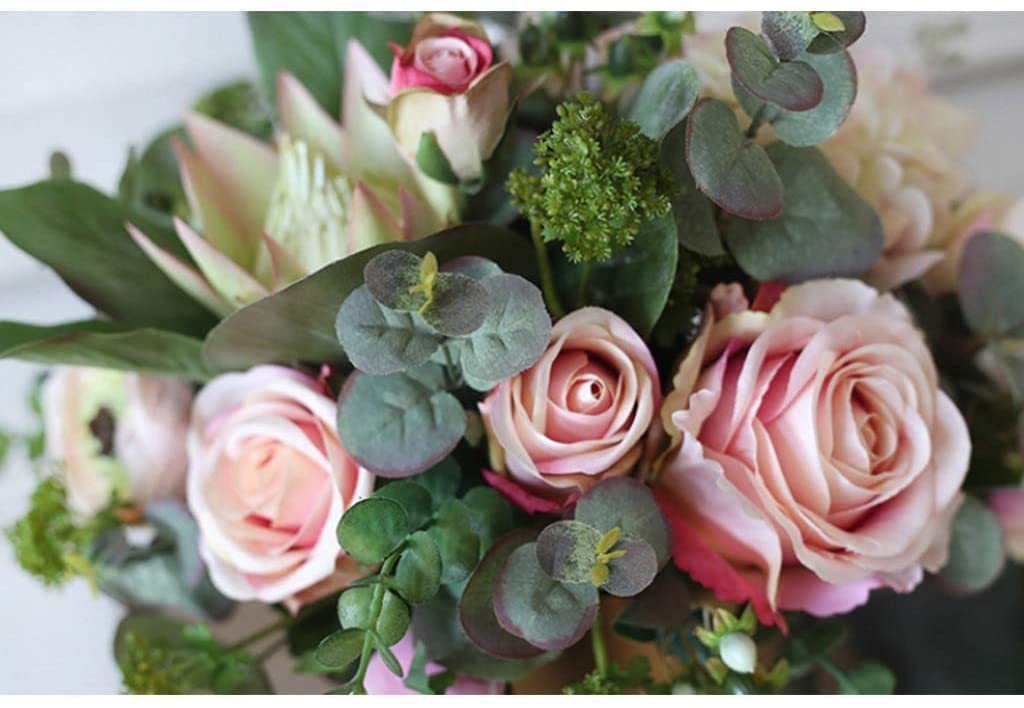 Fiori Artificiali Fiori Artificiali di Rosa Seta Artificiale con Vaso Ceramica for Matrimonio da Tavolo Home Office Finte Decorativi