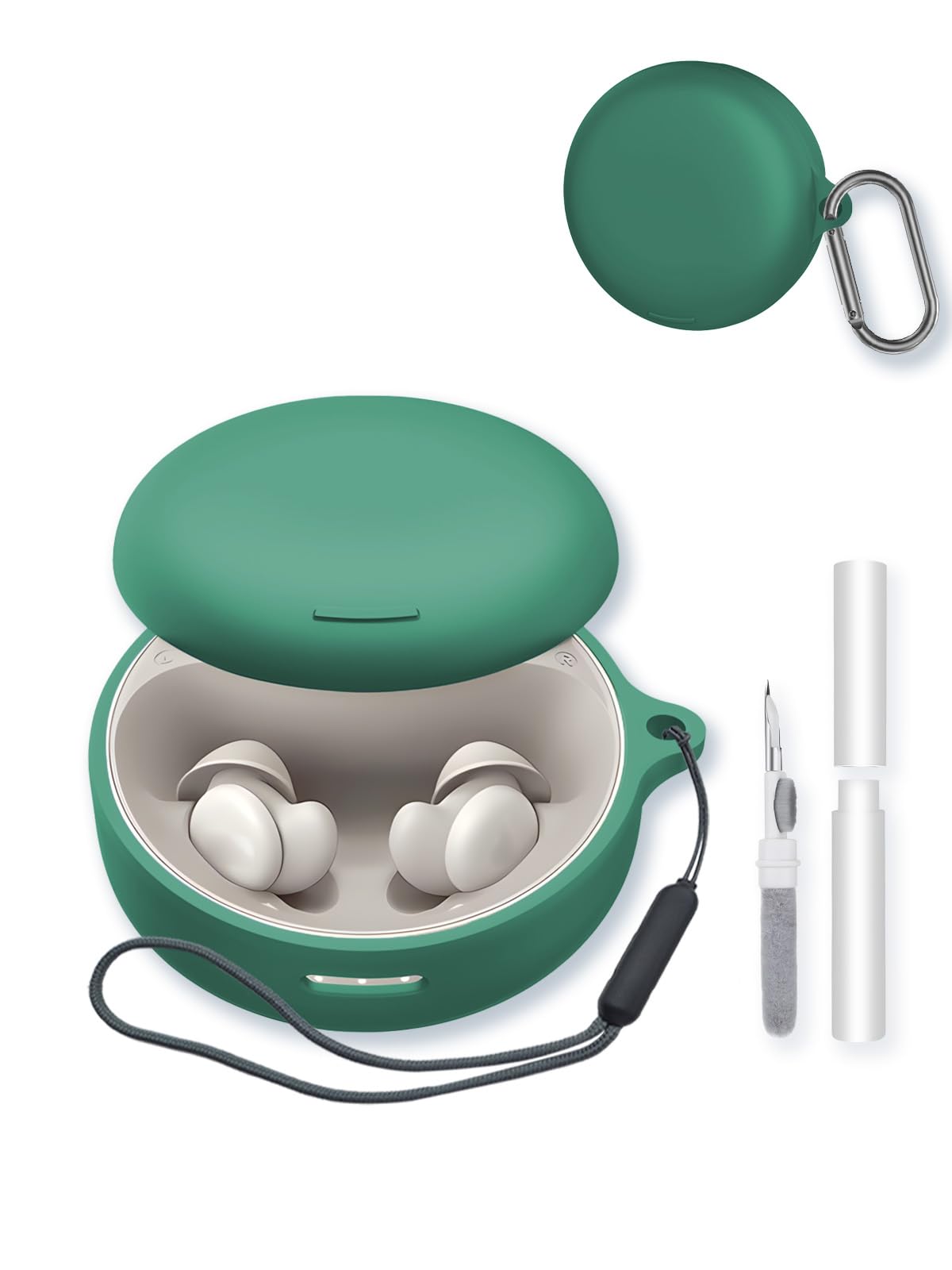 Case for Anker Soundcore Sleep A30 True Wireless Earbuds,Soft Protective,BOVUGAC Silicone Case Cover with Keychain & Cleaning Kit & Lanyard for Soundcore Sleep A30 by Anker-Green