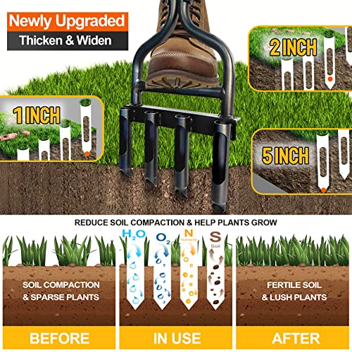 EEIEER Lawn Coring Aerator Tool, Manual Plug Core Aerators & Clean Tool