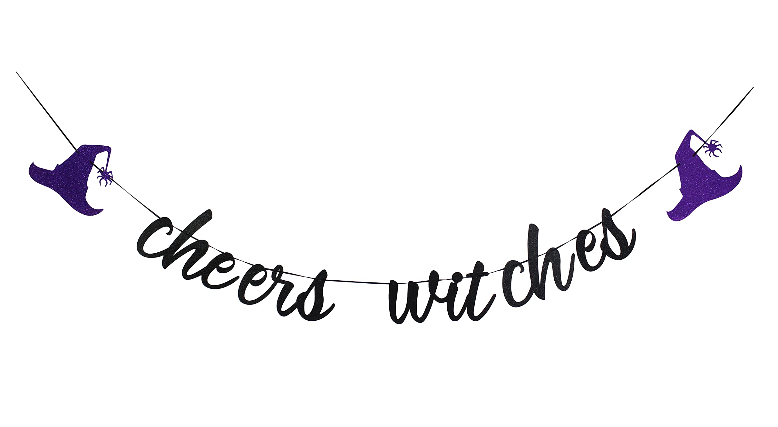 zxyxka Cheers Witches Banner Black Glitter- Halloween Party Decorations,Cheers Witches Decorations,Halloween Bachelorette Party Decorations,Hocus Pocus Party Decorations