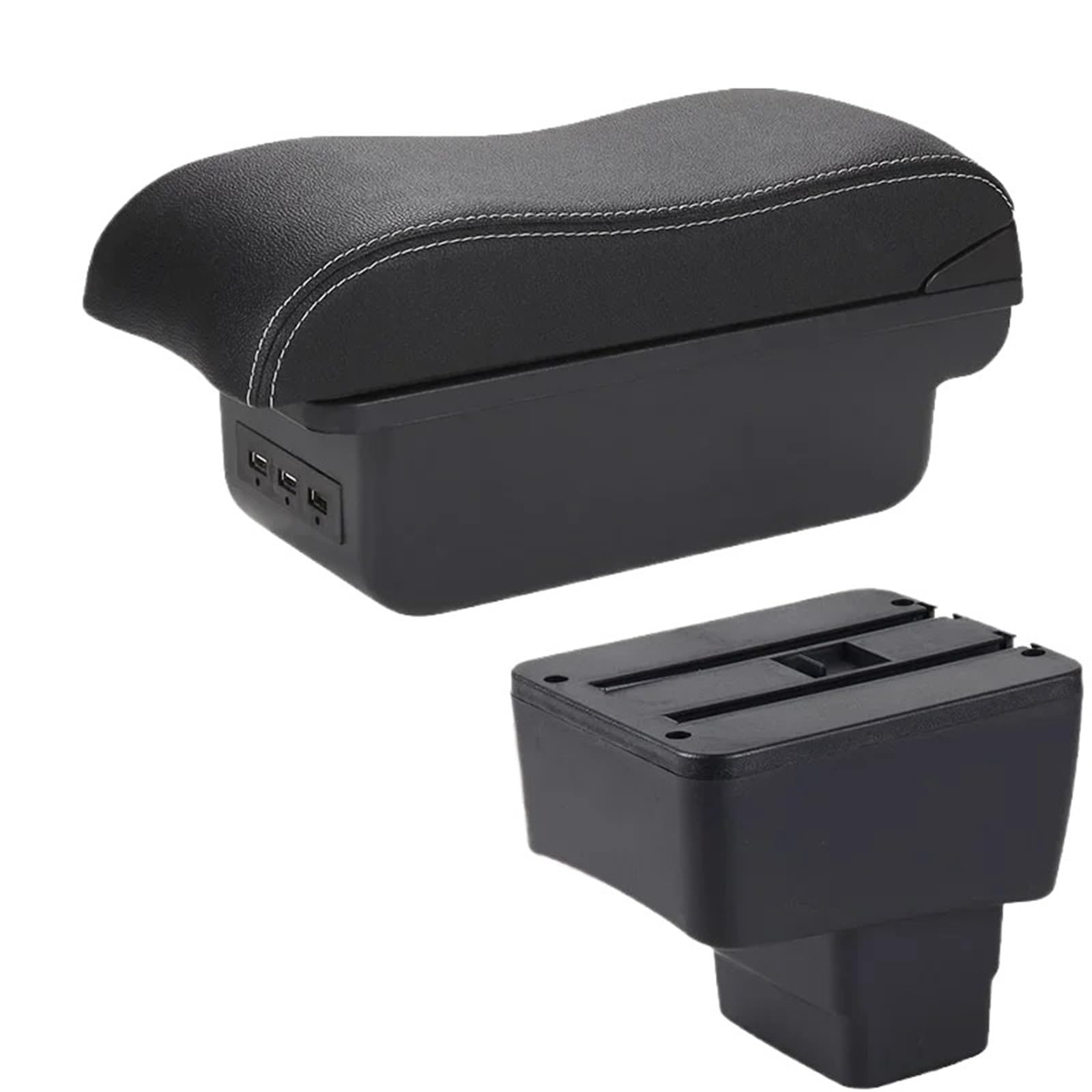AWGNTQQ Car Armrests For Mazda 2 For Skyactiv Version For Cx3 Car Armrest Box Storage(B3 Black white 3USB)